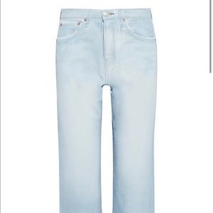 Rag & Bone straight leg Blue Maya Cropped Metallic Coated High-rise jeans